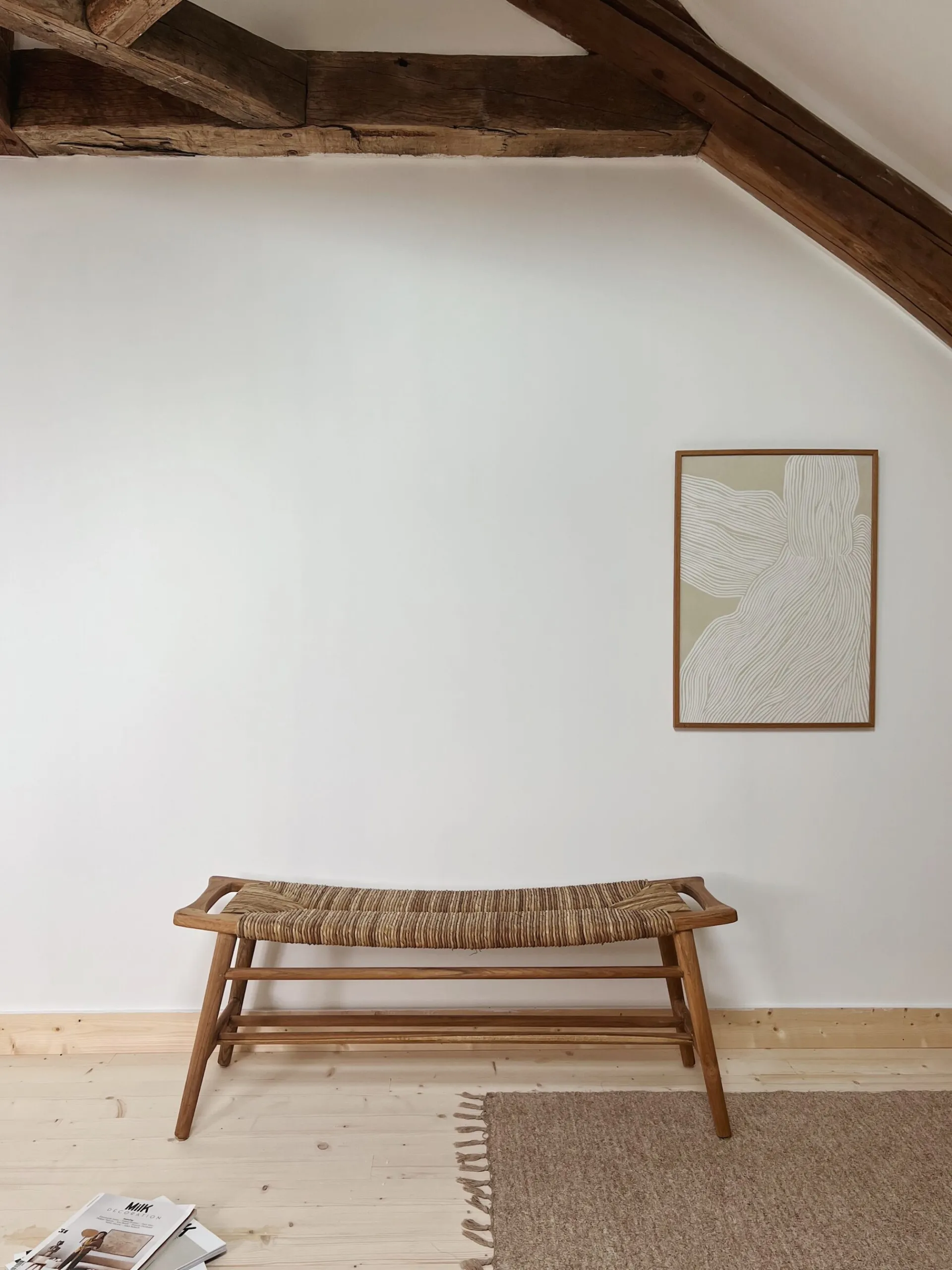 Sélection M Banc tressé en teck et rotin Hot