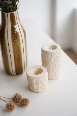 Sélection M Bougeoir aspect pierre taillée – 2 tailles Clearance