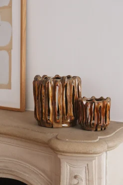 Sélection M Bougeoir céramique brun Discount