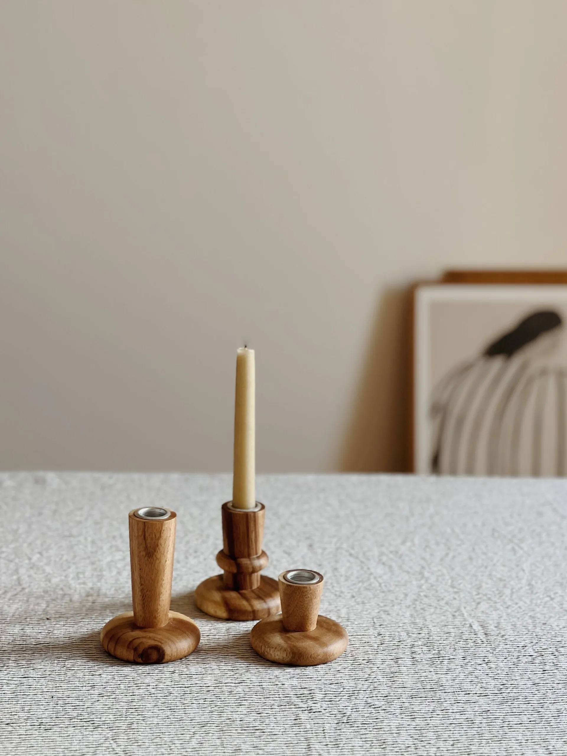 Sélection M Bougeoirs en bois d’acacia Outlet