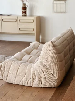 Sélection M Canapé “Togo” vintage 3 places velours côtelé écru Online