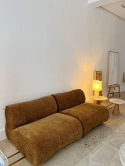 Sélection M Chauffeuse en velours marron / beige Discount