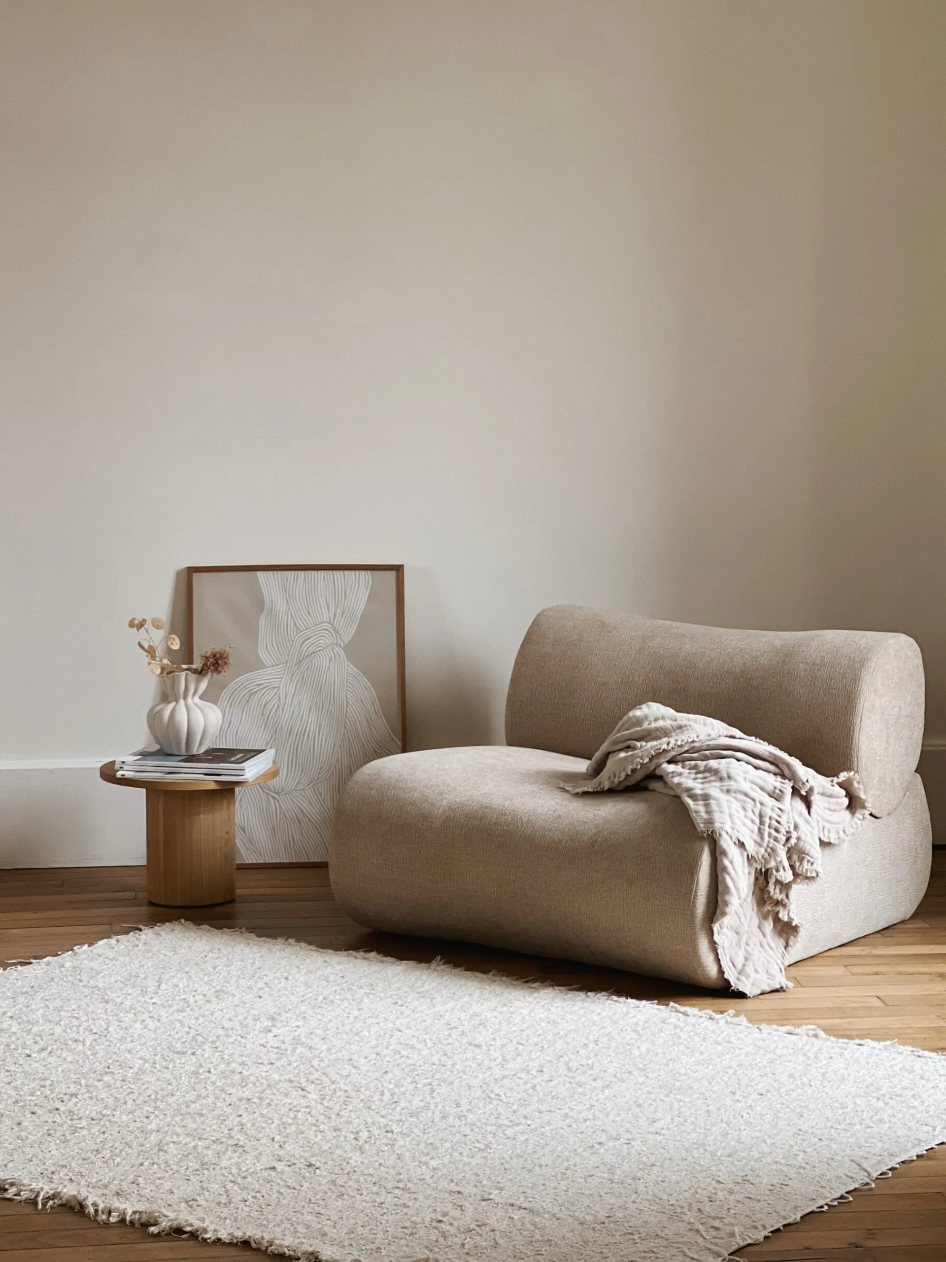 Sélection M Chauffeuse en velours marron / beige Discount