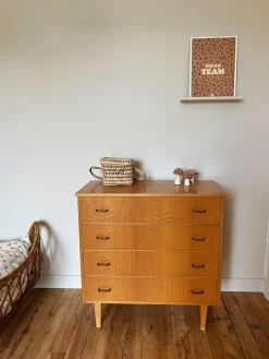 Sélection M Commode vintage en bois 4 tiroirs