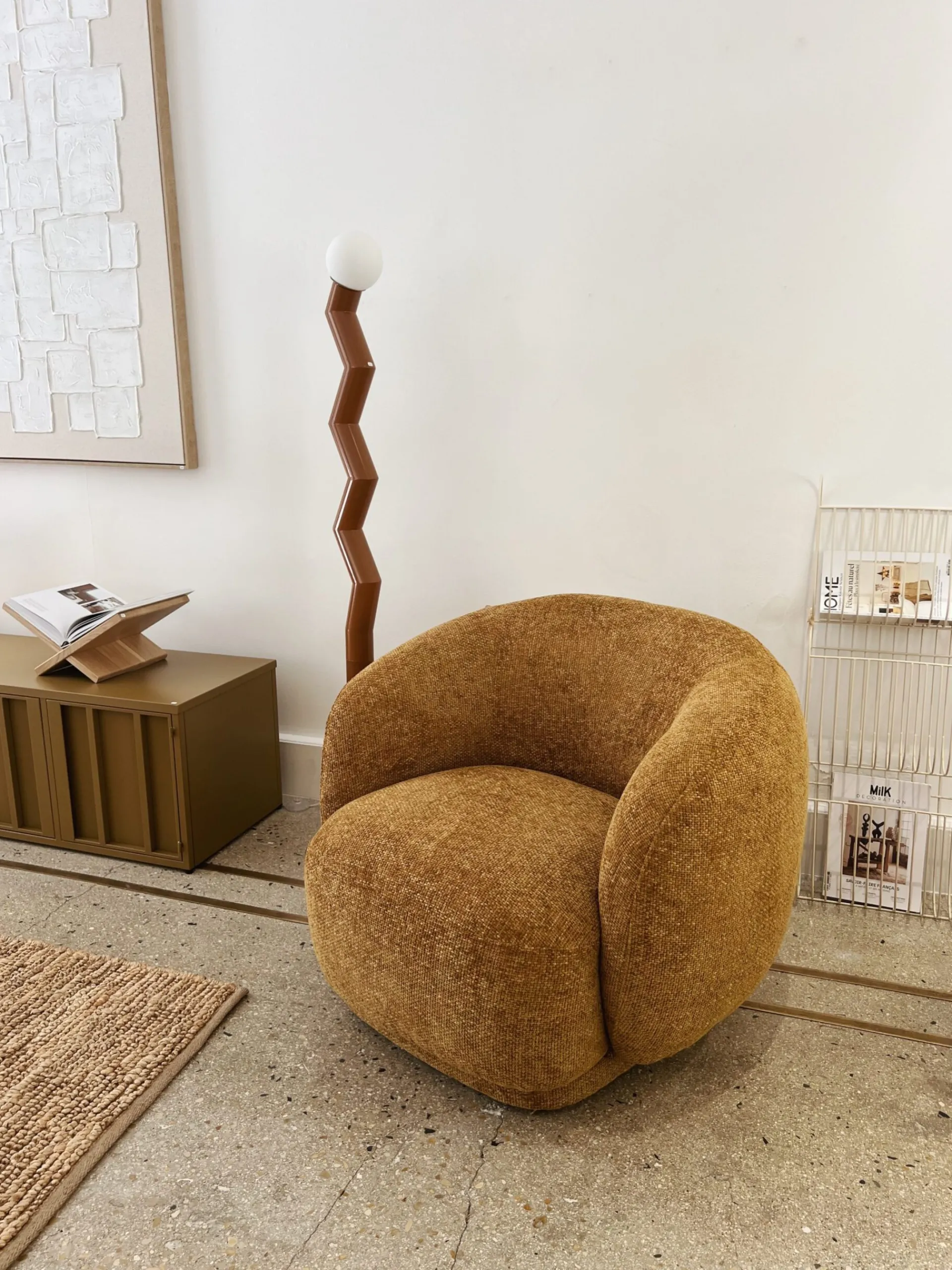 Sélection M Fauteuil club tissu chiné bronze Best