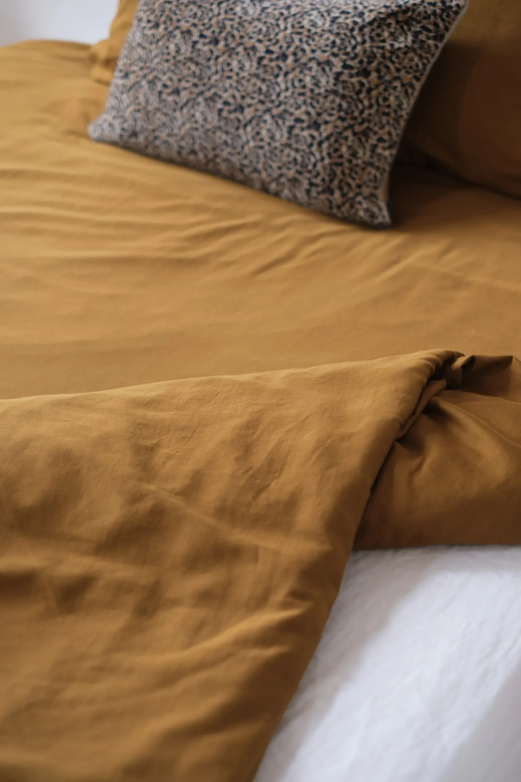 Sélection M Housse de couette coton satin ocre Clearance
