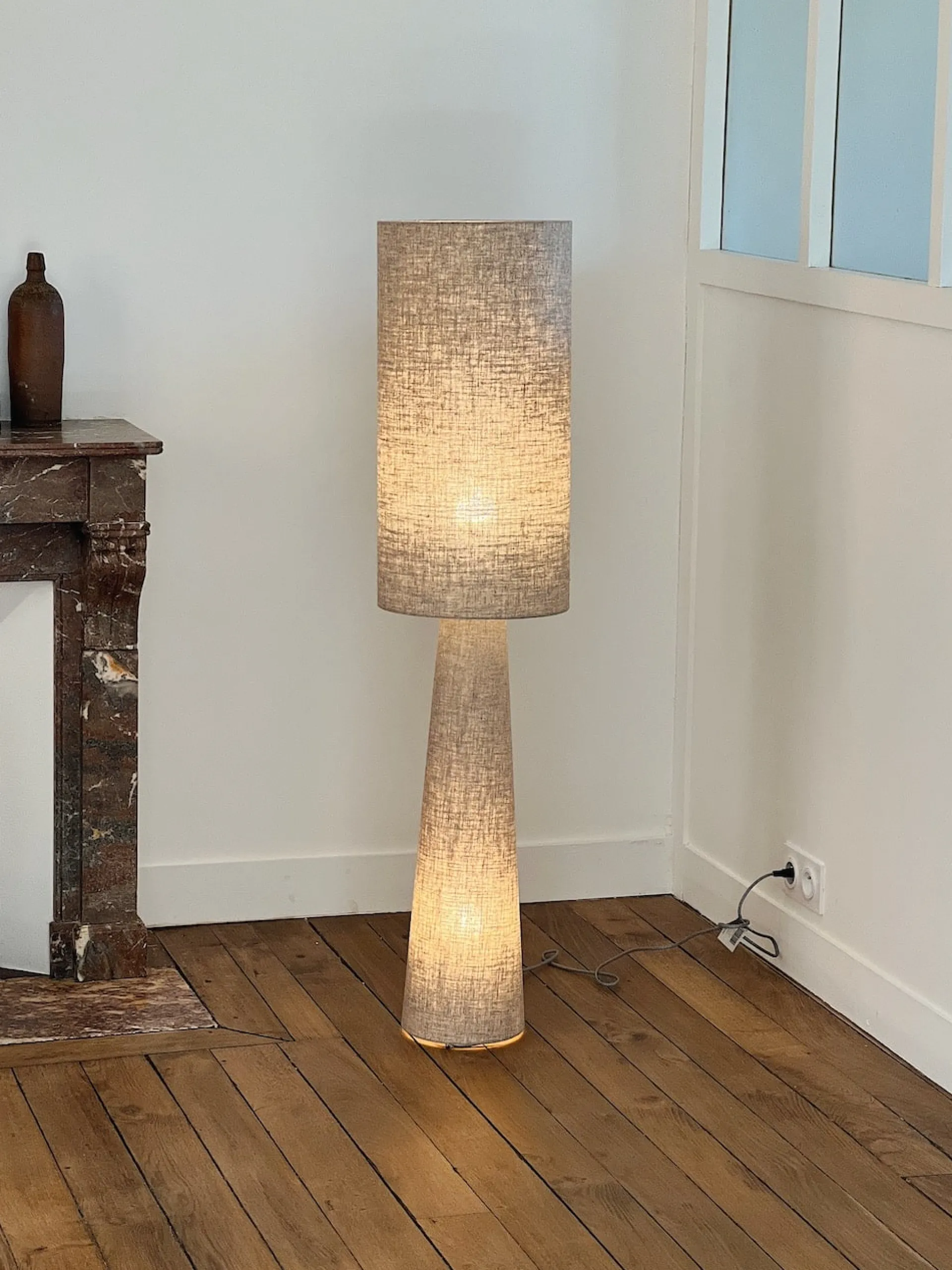 Sélection M Lampadaire en lin naturel Discount