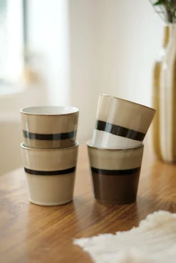 Sélection M Lot de 4 tasses en grès – 2 tailles Hot