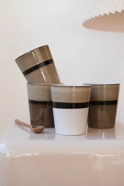 Sélection M Lot de 4 tasses en grès – 2 tailles Hot