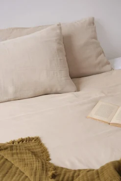 Sélection M Parure de lit en gaze de coton – drap plat + taies