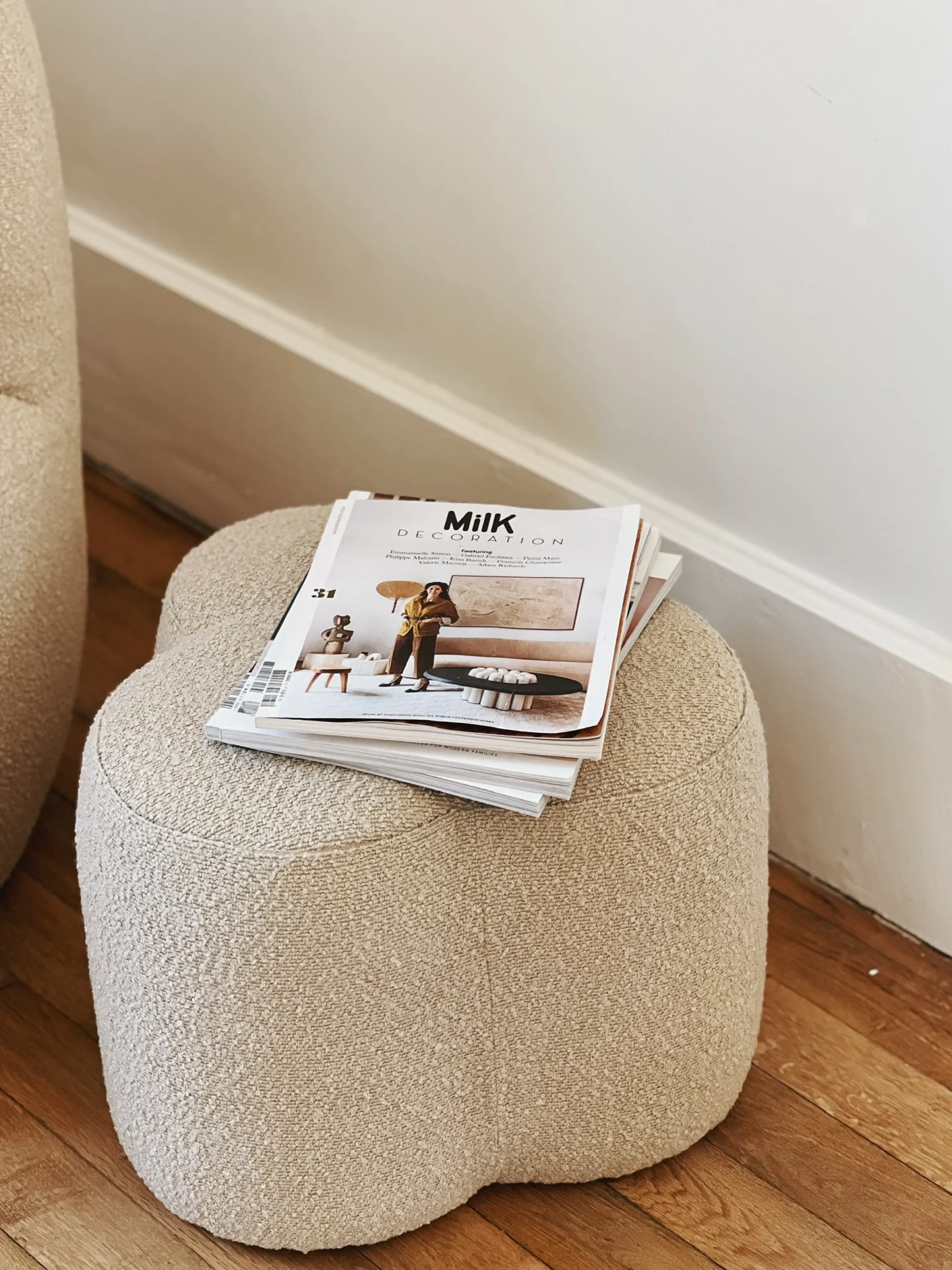 Sélection M Pouf bouclette trèfle beige Sale