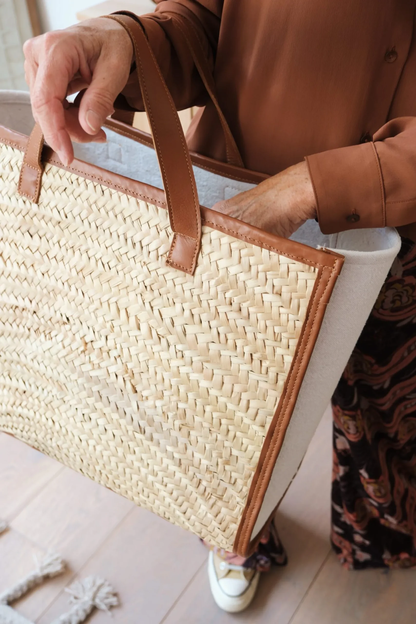 Sélection M Sac en feuille de palmier et cuir New