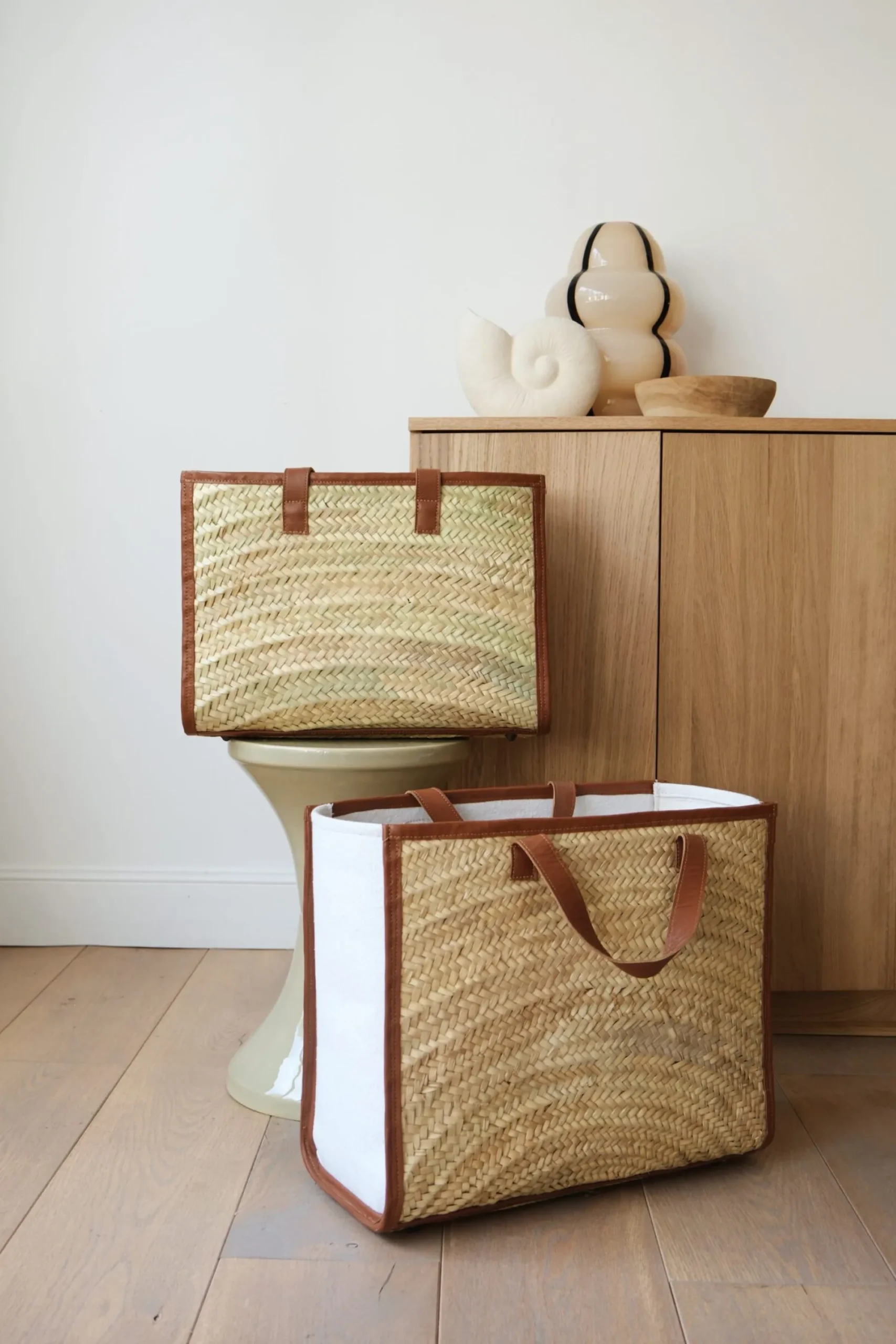 Sélection M Sac en feuille de palmier et cuir New