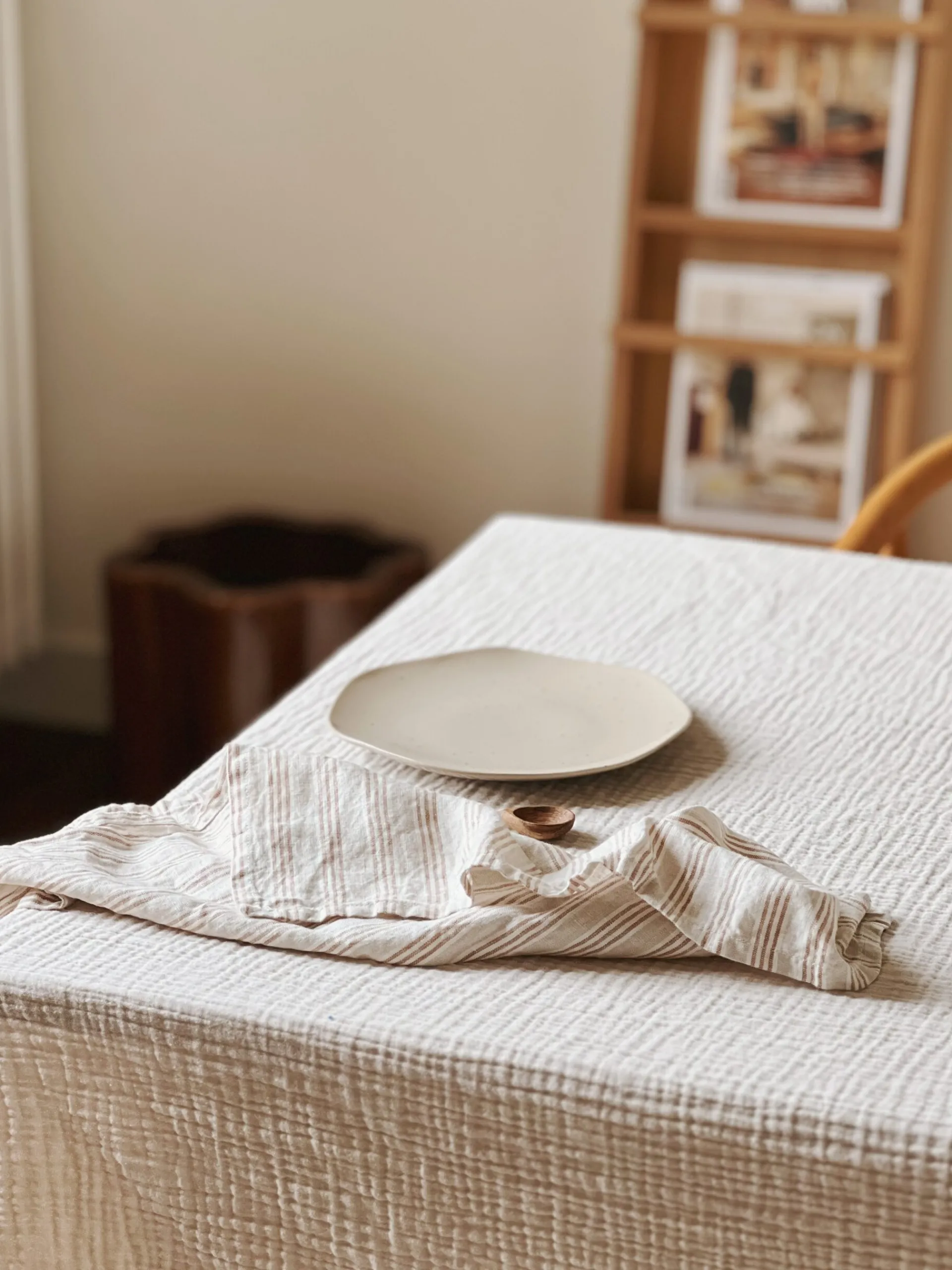 Sélection M Serviette de table en lin rayure noisette Clearance