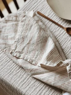 Sélection M Serviette de table en lin rayure noisette Clearance