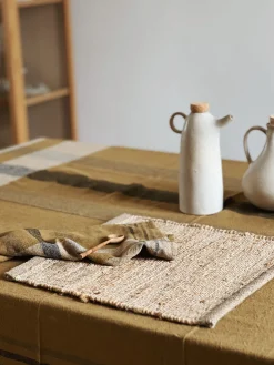 Sélection M Serviette de table lin et coton gold Sale