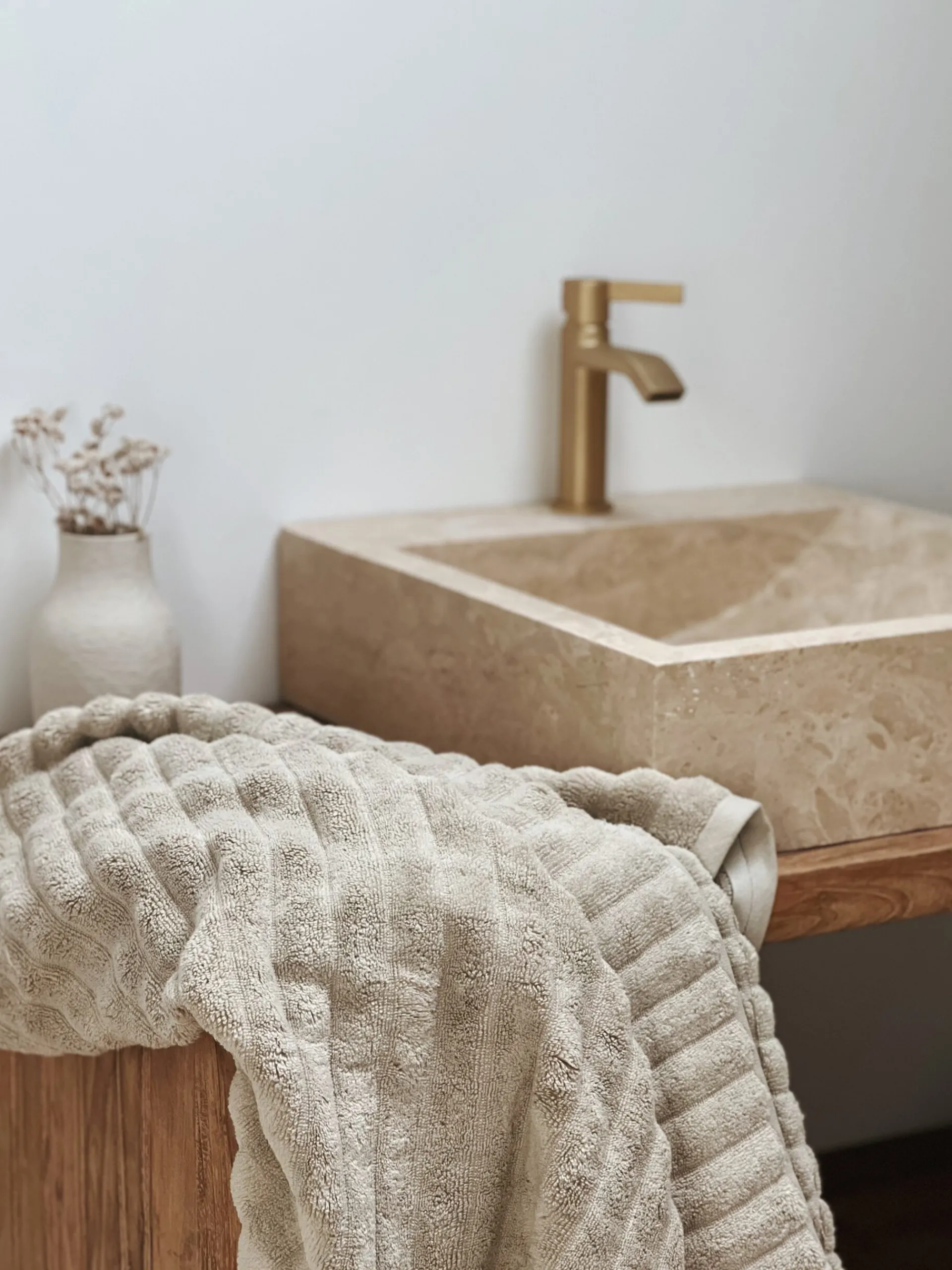 Sélection M Serviette de toilette gauffrée beige