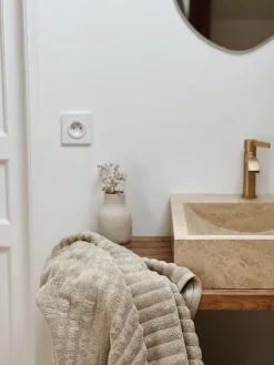 Sélection M Serviette de toilette gauffrée beige