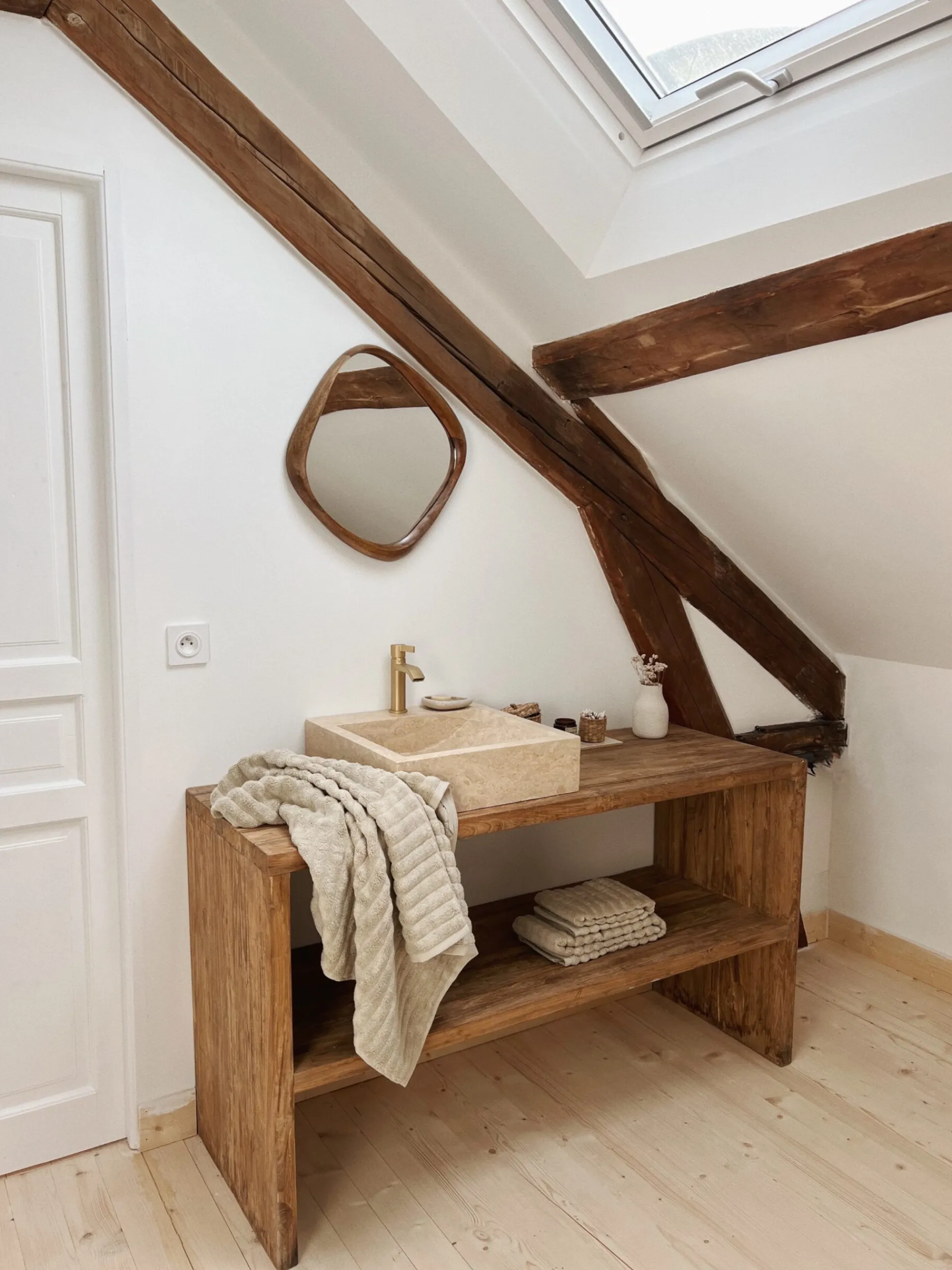 Sélection M Serviette de toilette gauffrée beige