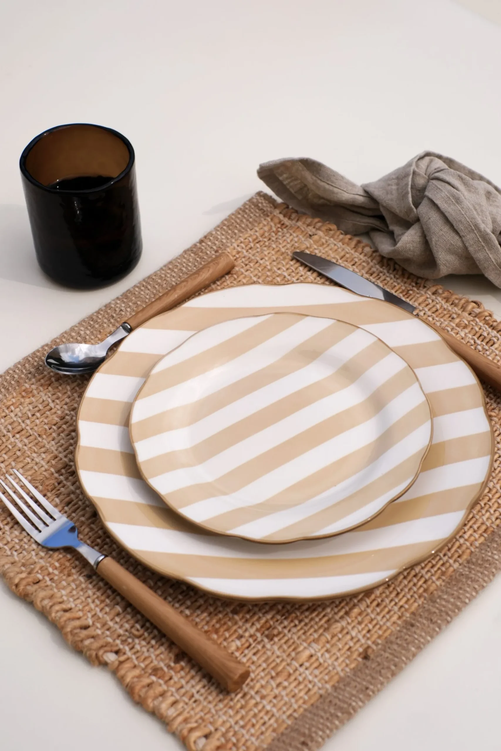 Sélection M Set de 4 assiettes rayées en porcelaine Best