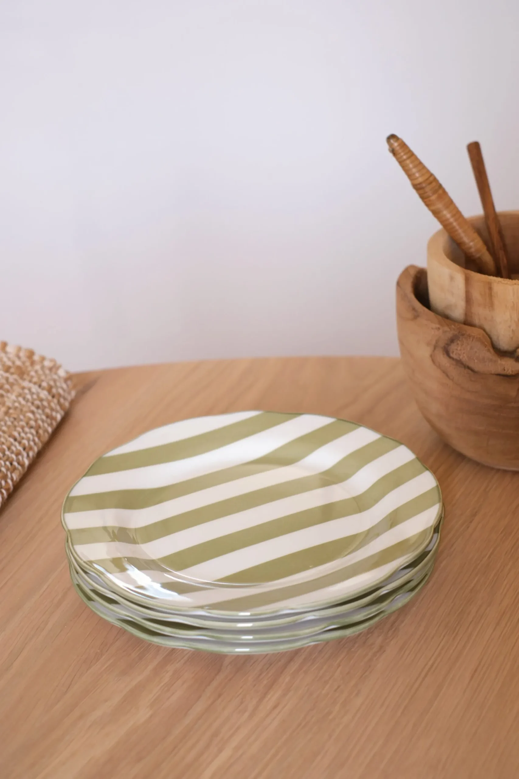 Sélection M Set de 4 assiettes rayées en porcelaine Best