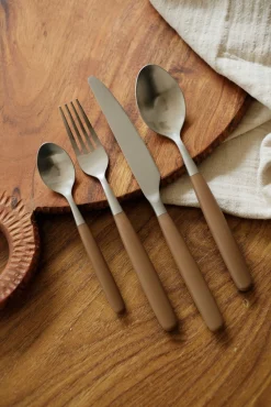 Sélection M Set de 16 couverts inox et marron Discount