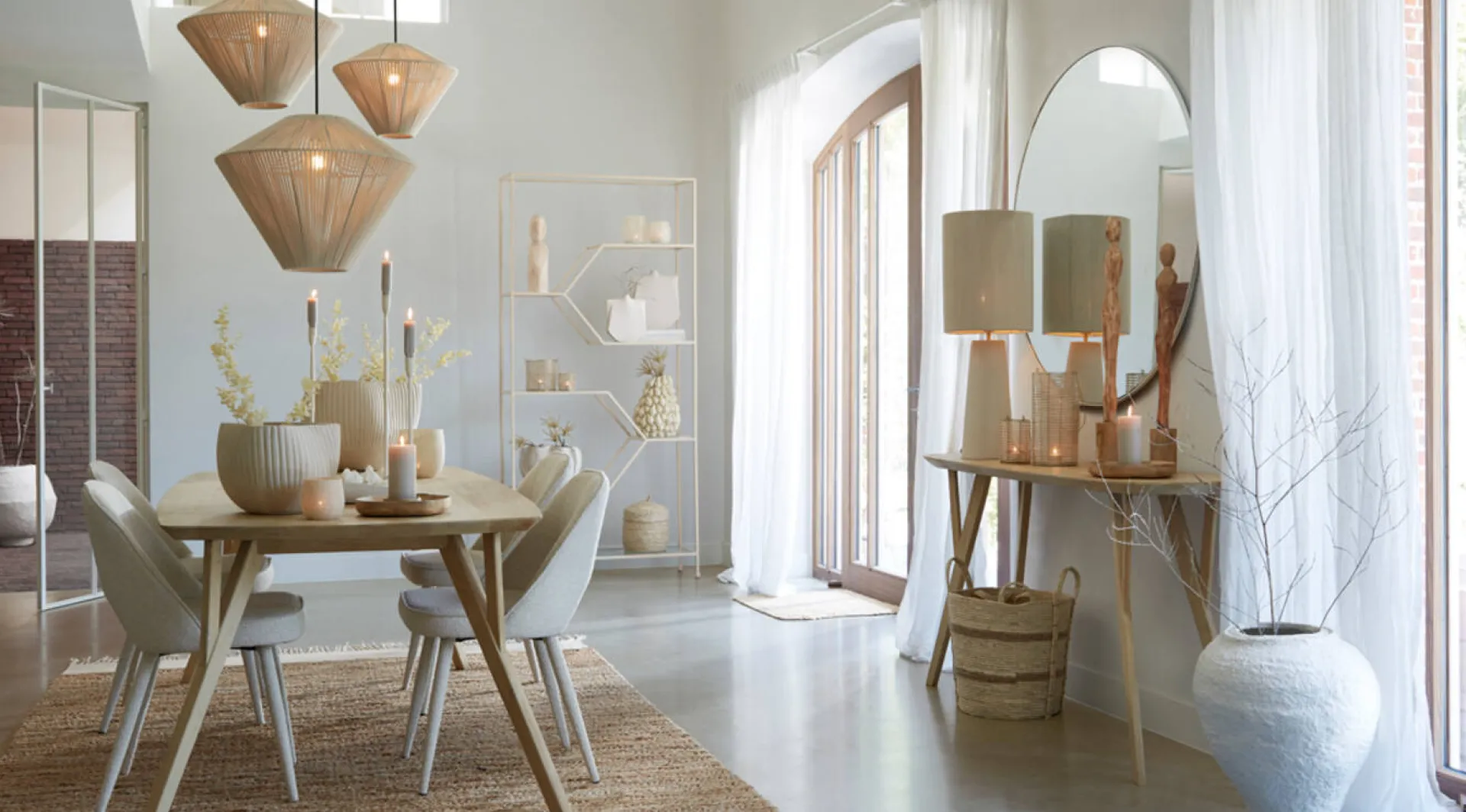 Sélection M Suspension en corde crème Hot