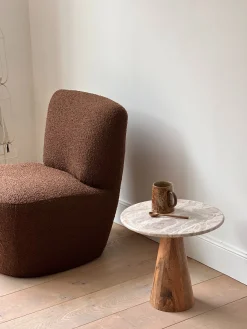 Sélection M Table d’appoint ronde en bois et marbre New