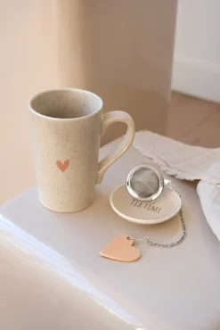 Sélection M Tasse à thé en porcelaine avec soucoupe et boule à thé Discount