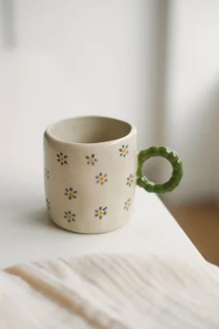 Sélection M Tasse en grès à fleurs peinte main