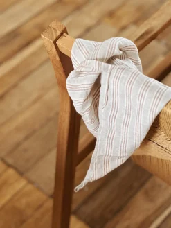 Sélection M Torchon en lin rayé noisette Hot